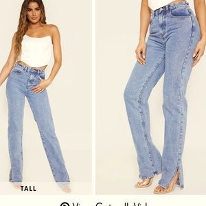 Pretty Little Thing TALL straight leg split jeans
